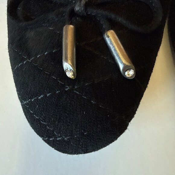 Stuart Weitzman Womens Sz 6 Black Suede Quilted Toe Ballet Wedge Pumps - Picture 16 of 16